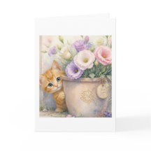 Sött orange kattunge och vilda blommor – Till dig