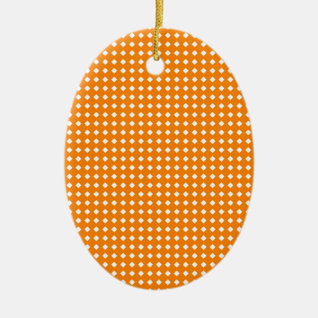 Sött orange och vitt geometriskt mönster julgransprydnad keramik (Framsidan)