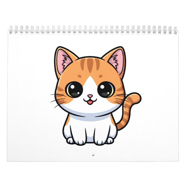 Sött orange tabby kattunge-karaktär kalender (Omslag)