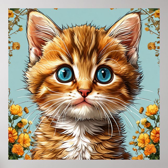 Sött orange tabbymullvadsgåva till kattälskare poster (Framsidan)