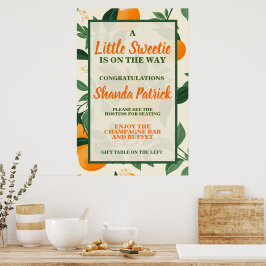 Sött Orange Tema Baby Shower Poster
