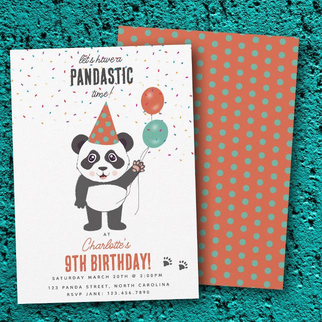 Sött Panda Björn Tema Kawaii Barn Födelsedagsfest Inbjudningar (Cute Panda Bear Theme Kawaii Kids Birthday Party Invitation)