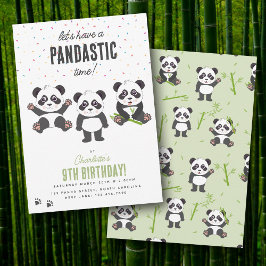 Sött Panda Björn Tema Kawaii Barns Födelsedagsfest Inbjudningar