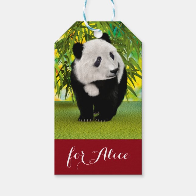 Sött Panda Björnunge Kawaii Djurälskare Present Presentetikett (Framsidan)
