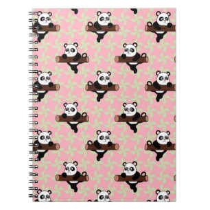 Sött Panda-mönster på Rosa – Kawaii Sömlöst Anteckningsbok