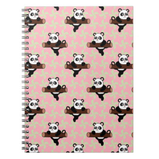 Sött Panda-mönster på Rosa – Kawaii Sömlöst  Anteckningsbok