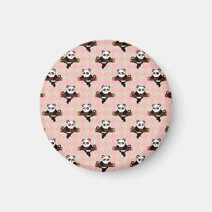Sött Panda-mönster på Rosa – Kawaii Sömlöst Magnet