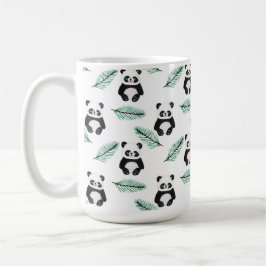 Sött pandamönster med palmlöv kaffemugg