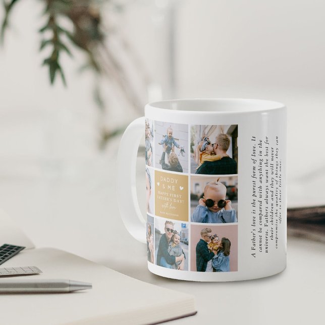 Sött 'Pappa & Jag' fotokollage 1:a Fars dag Kaffemugg (Skapare uppladdad)