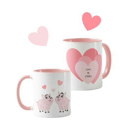 Sött par rosa smågris mugg