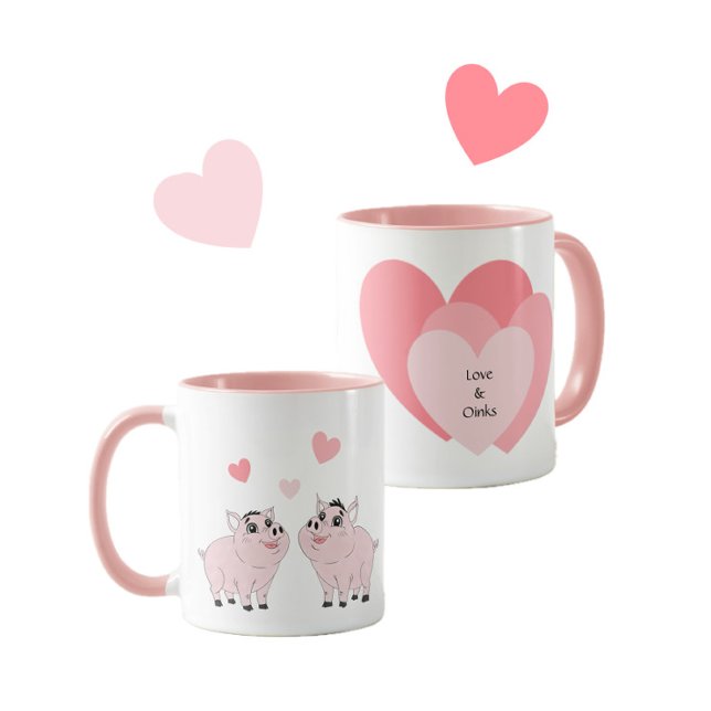 Sött par rosa smågris mugg (Skapare uppladdad)