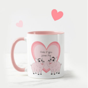 Sött par rosa smågris mugg