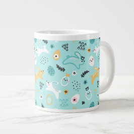 Sött påskhar-mönster Kawaii kaniner ägg Jumbo Mugg