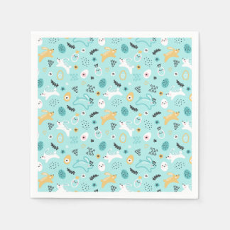 Sött påskhar-mönster Kawaii kaniner ägg Pappersservett