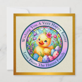 Sött påskkyckling, blommor och färgglada ägg inbjudningar