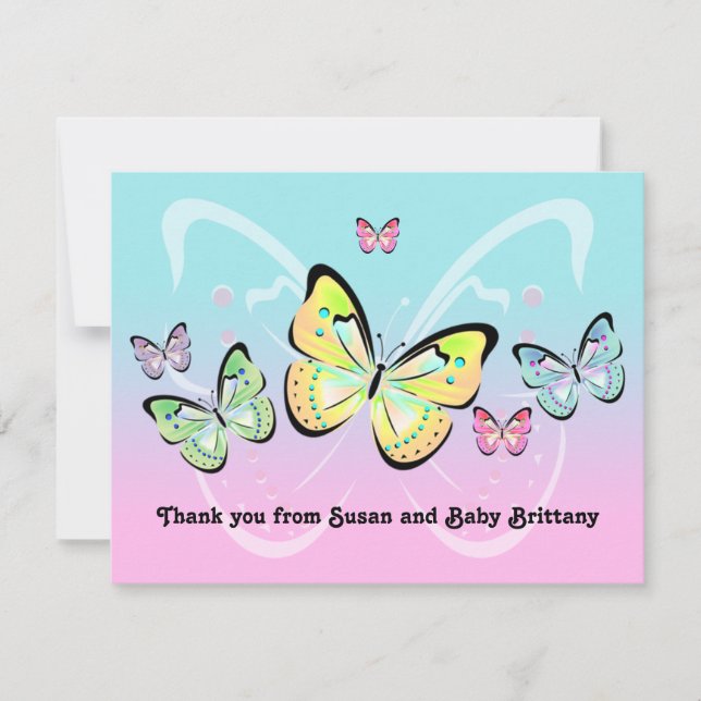 Sött Pastel Butterfly Note Card Anteckningskort (Framsida)
