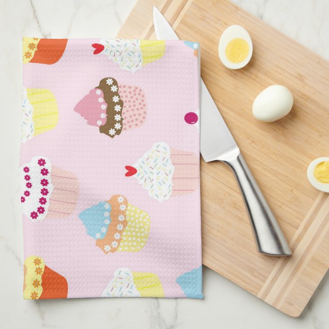 Sött Pastell Cupcake Topping Mönster Party Dekorat Kökshandduk (Vikt i Fjärdedel)