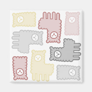 Sött Pastell Llamapusselmönster Magnet