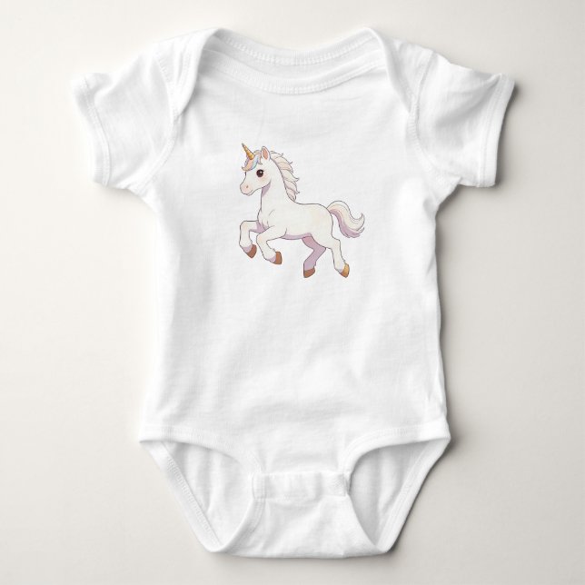 Sött Pastell Regnbåge Enhörning Springande Kawaii  T Shirt (Framsida)