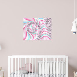 Sött Pastell Rosa Blått Spiral Fraktal Poster