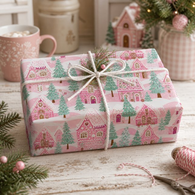 Sött Pastell Rosa Julgodis By Christmas Presentpapper (Skapare uppladdad)