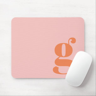 Sött pastell rosa orange monogram retro bokstäver  musmatta