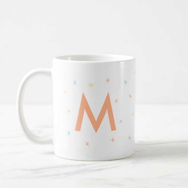 Sött Pastell Rosa Personligt Monogram Kaffemugg (Vänster)