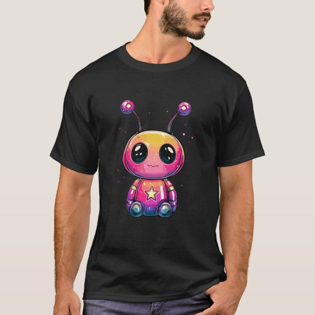 Sött Pastell Rymdvarelse Regnbåge Utomjording T Shirt (Framsida)
