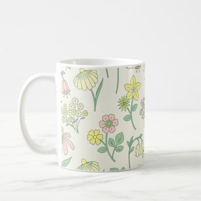 Sött Pastell Vildblommotiv  Kaffemugg (Vänster)