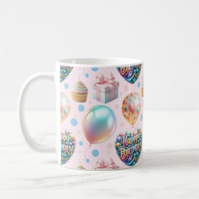 Sött pastellfärgat födelsedagsmönster kaffemugg (Vänster)