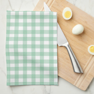 Sött pastellgrönt gingham kökshandduk