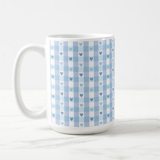Sött Pastellrutigt Kärleksdesign Kaffemugg (Vänster)