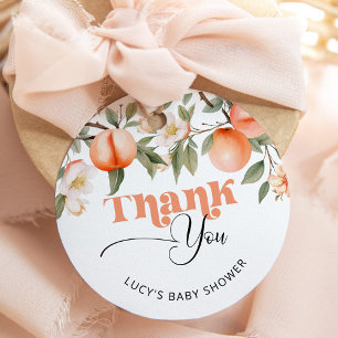 Sött persika baby shower tack gåvor etiketter