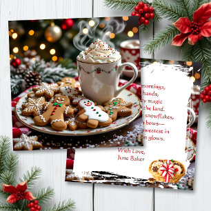 Sött Personligt Jul Kaffe och Kakor Kort