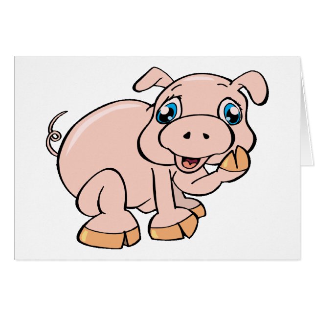 Sött Piggy Hälsningskort (Framsidan Horizontal)