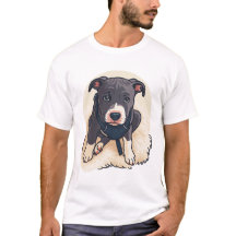 Sött Pitbull-valp Hund Serieteckning Design
