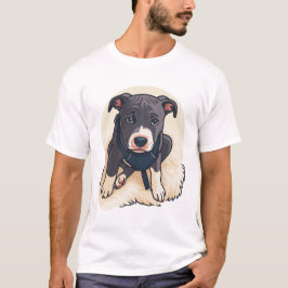Sött Pitbull-valp Hund Serieteckning Design T Shirt