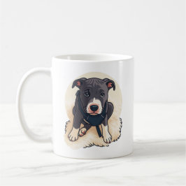 Sött Pitbull-valp Hund Serieteckning Kaffemugg