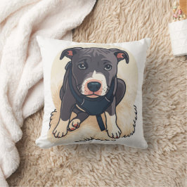 Sött Pitbull-valp Hund Serieteckning Kudde