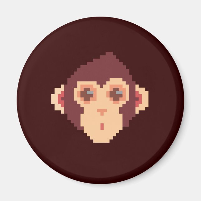 Sött pixeliserat apansikte magnet (Framsidan)