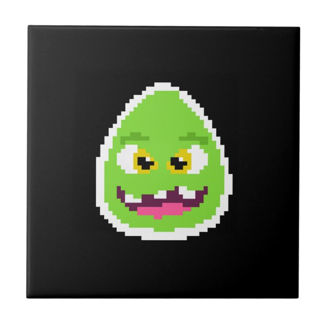 Sött pixlat äggmonster kakelplatta (Framsidan)