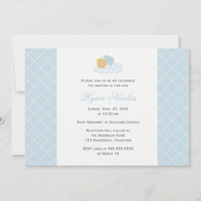 Sött pojkedop inbjudningar (Framsida)