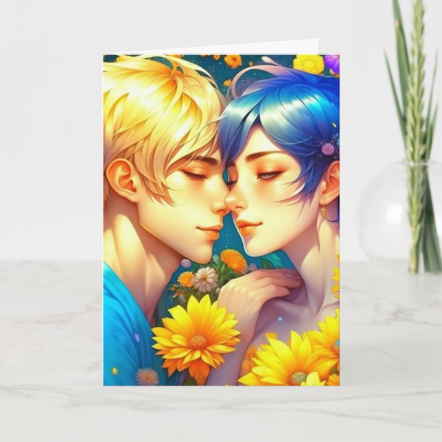 Sött Pop Art Anime Par Alla hjärtans dag Kort (Framsida)