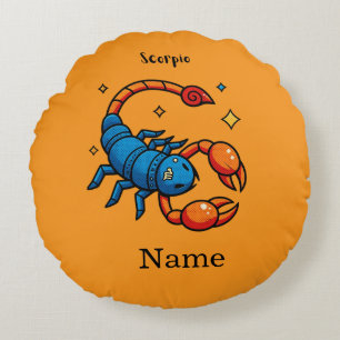 Sött Pop Art Skorpion Zodiak Stjärntecken Horoskop Rund Kudde