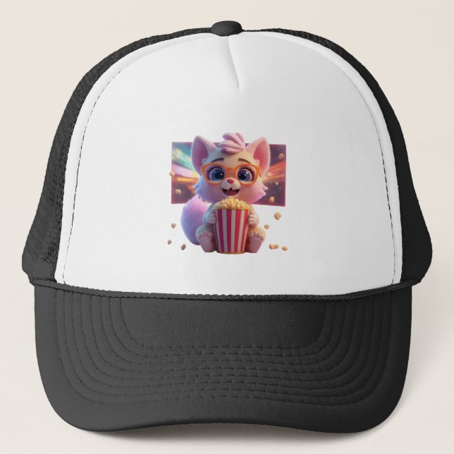 Sött Popcorn Katt Hatt Keps (Framsida)