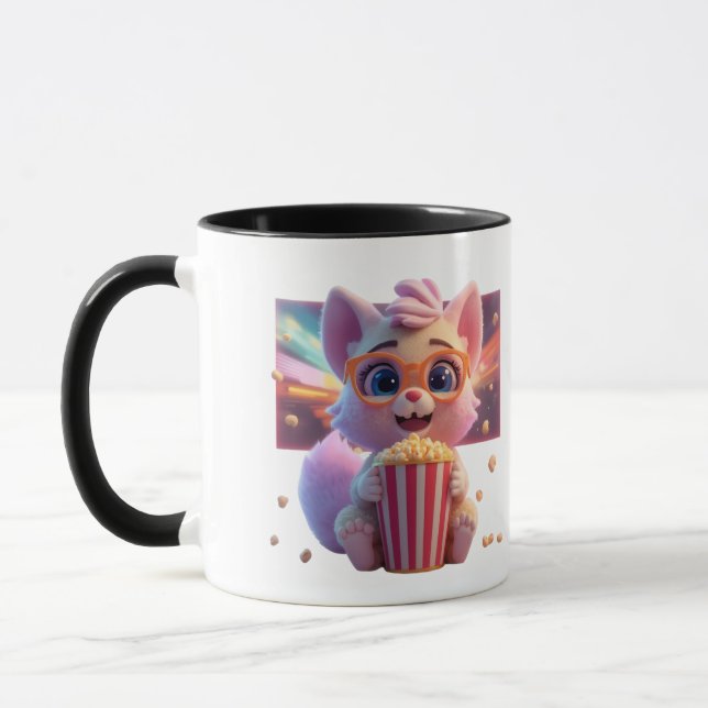 Sött Popcorn Kitty Kaffe Mugg (Vänster)