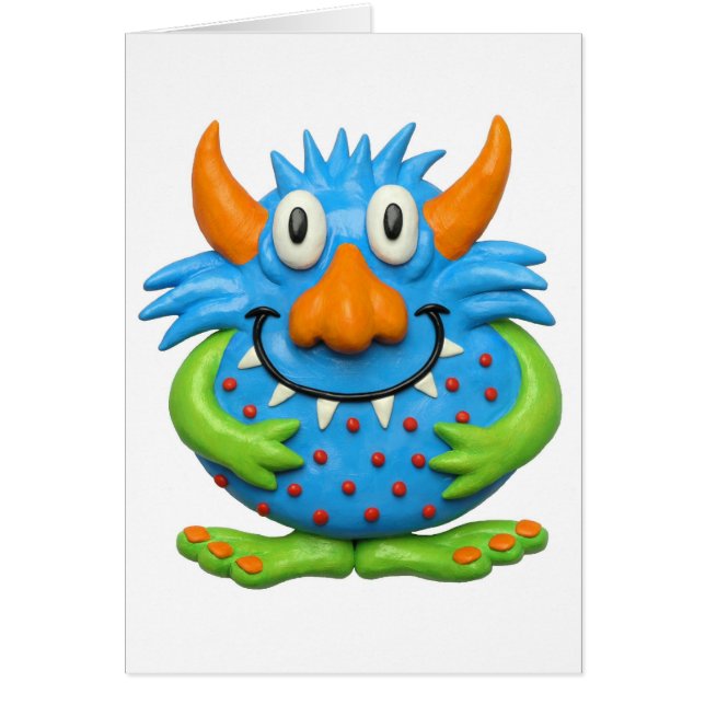 Sött prickigt monster hälsningskort (Framsidan)