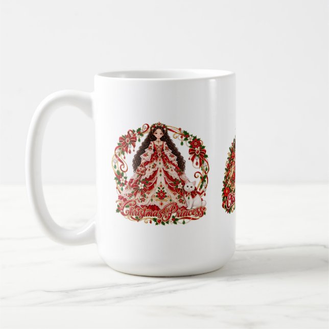 Sött prinsessligt juldesign! kaffemugg (Vänster)