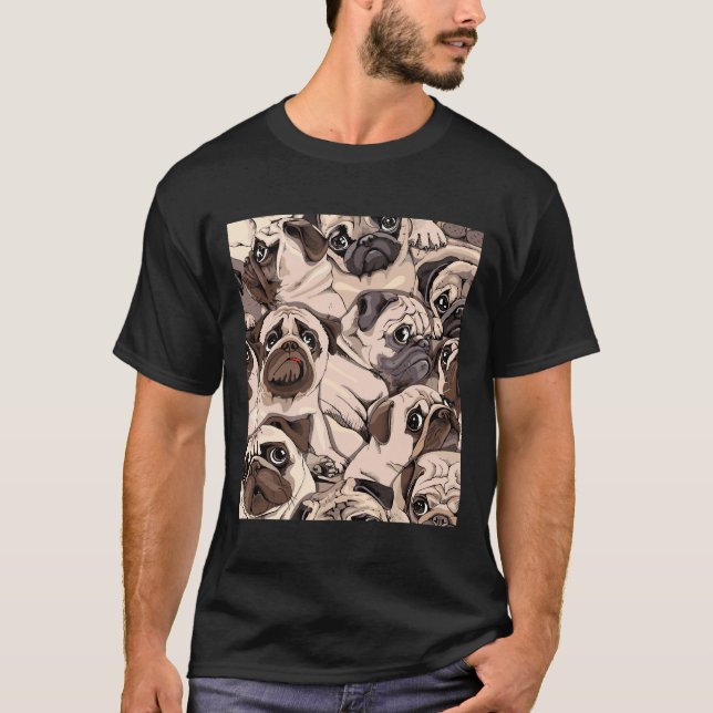 sött pug hund mönster 320 t shirt (Framsida)