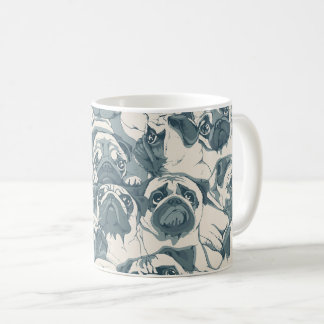 Sött Pug Hund Sömlöst Mönster Kaffemugg